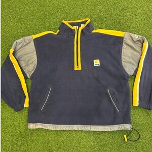 Wilson Advantage Vintage Fleece Quarter Zip Pullover Navy Yellow Large R8L3BA3